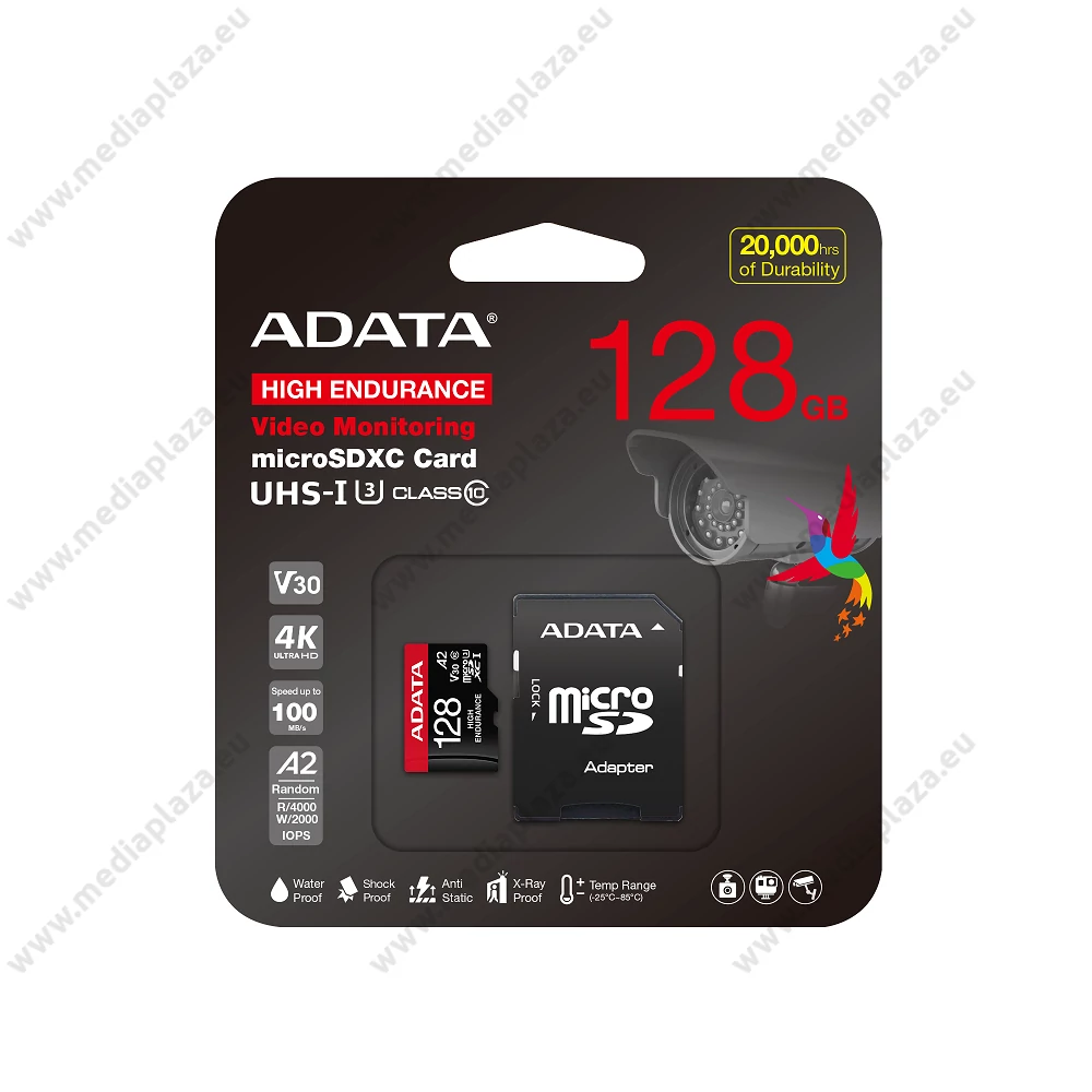 ADATA HIGH ENDURANCE MICRO SDXC 128GB + ADAPTER CLASS 10 UHS-I U3 A2 V30 100/85 MB/s