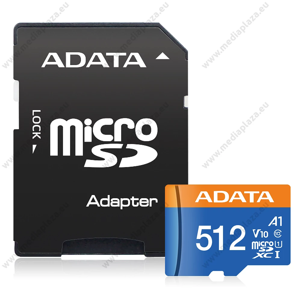 ADATA MICRO SDXC 512GB + ADAPTER CLASS 10 UHS-I U1 A1 V10 (100 MB/s OLVASÁSI SEBESSÉG)