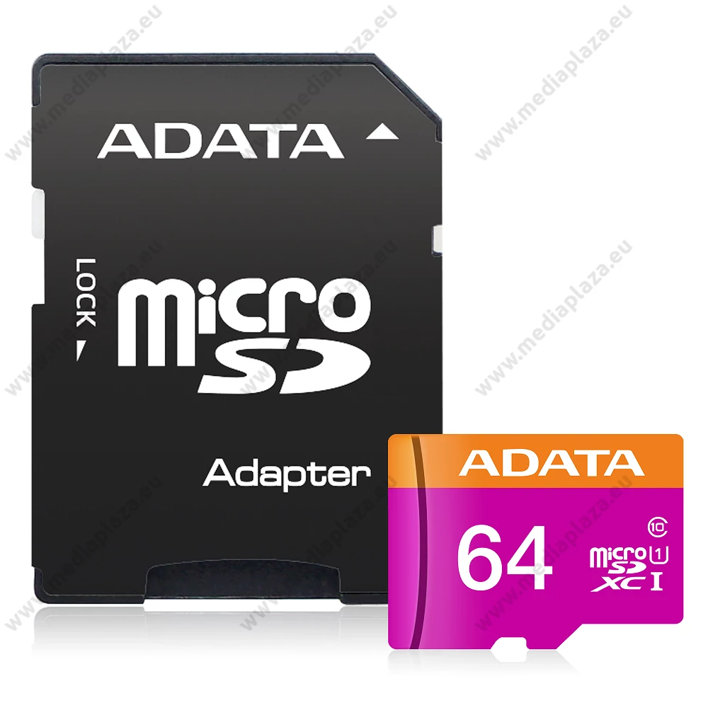 ADATA MICRO SDXC 64GB + ADAPTER UHS-I U1 CLASS 10 (80 MB/s OLVASÁSI SEBESSÉG)