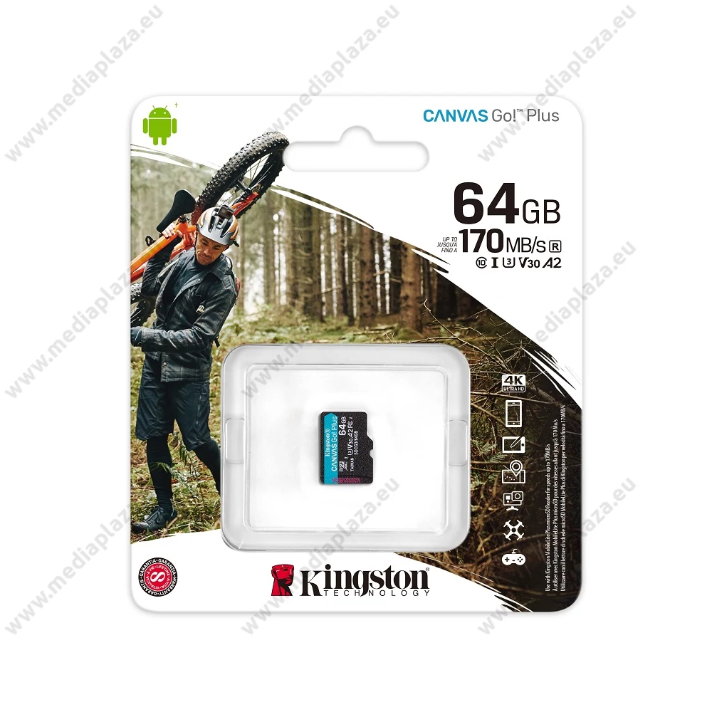 KINGSTON CANVAS GO PLUS MICRO SDXC 64GB CLASS 10 UHS-I U3 A2 V30 170/70 MB/s