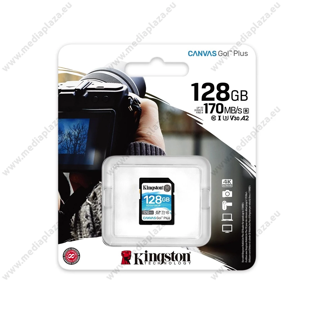 KINGSTON CANVAS GO PLUS SDXC 128GB CLASS 10 UHS-I U3 A2 V30 170/90 MB/s