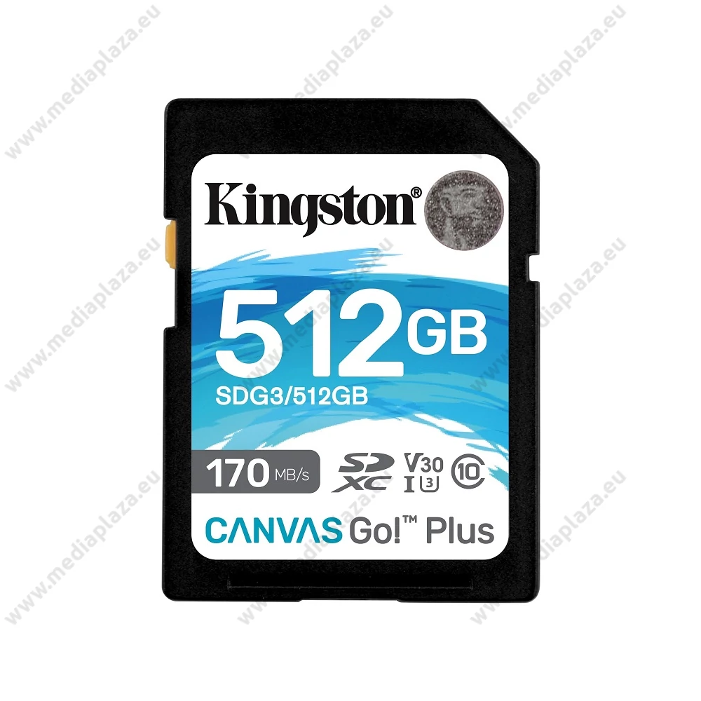 KINGSTON CANVAS GO PLUS SDXC 512GB CLASS 10 UHS-I U3 A2 V30 170/90 MB/s