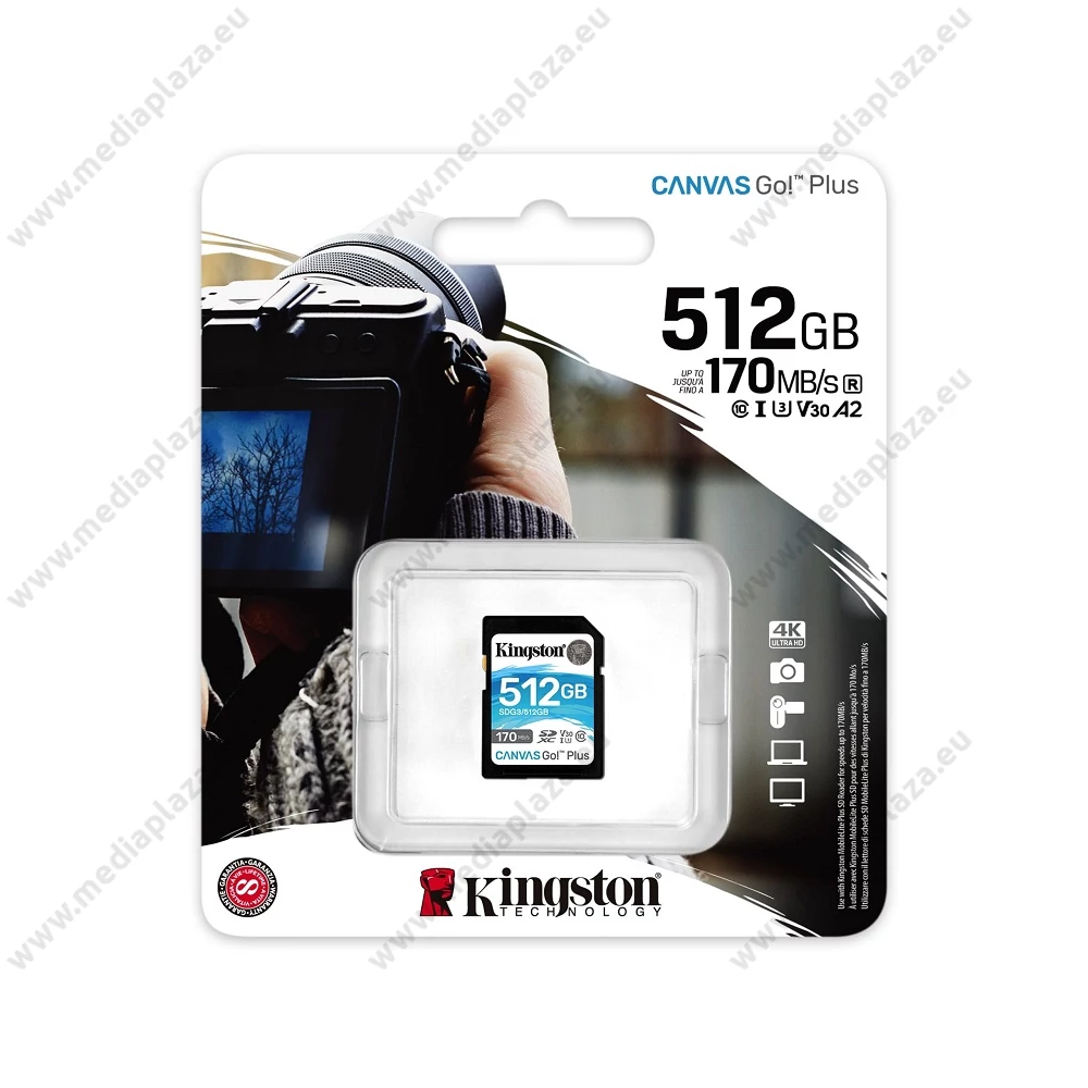 KINGSTON CANVAS GO PLUS SDXC 512GB CLASS 10 UHS-I U3 A2 V30 170/90 MB/s