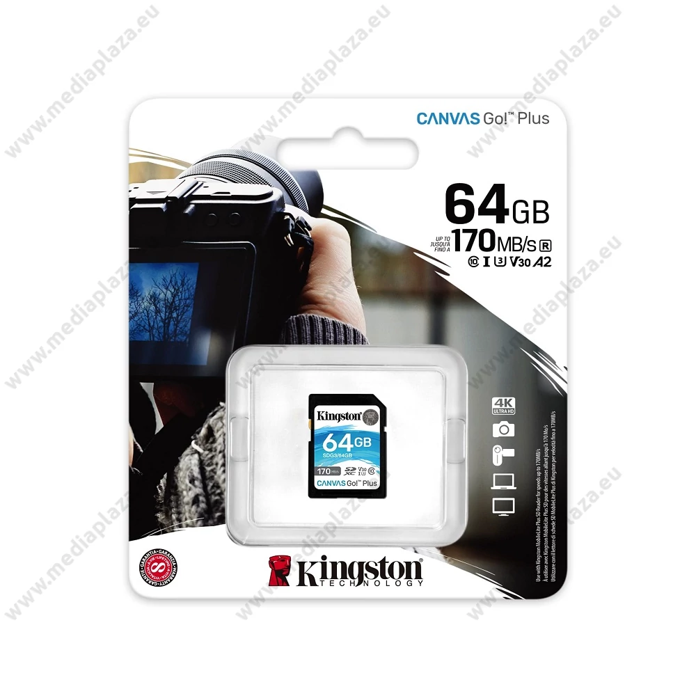 KINGSTON CANVAS GO PLUS SDXC 64GB CLASS 10 UHS-I U3 A2 V30 170/70 MB/s