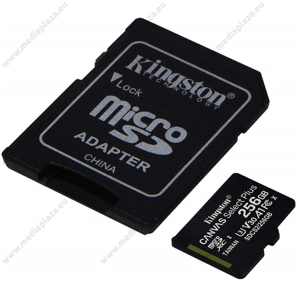 KINGSTON CANVAS SELECT PLUS MICRO SDXC 256GB + ADAPTER CLASS 10 UHS-I U3 A1 V30 (100/85 MB/s)