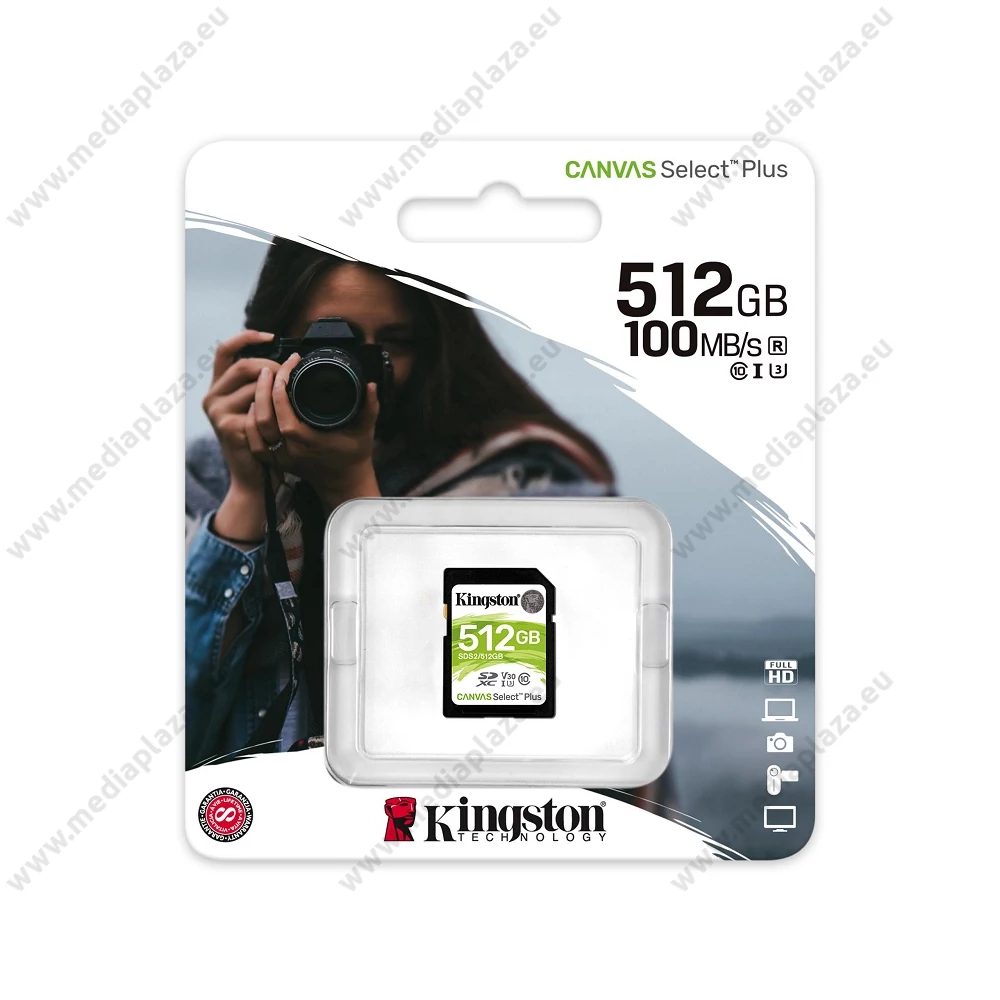 KINGSTON CANVAS SELECT PLUS SDXC 512GB CLASS 10 UHS-I U3 V30 100/85 MB/s