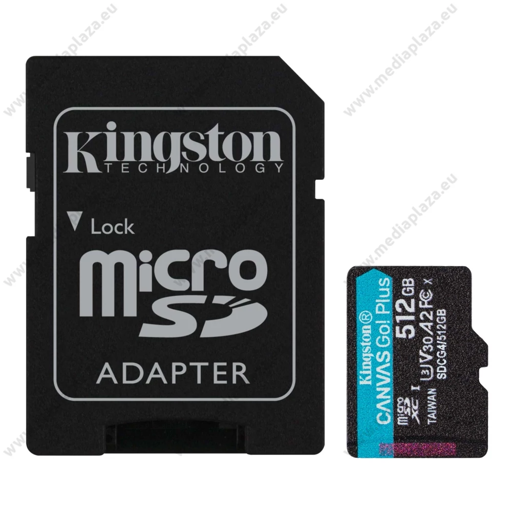 KINGSTON CANVAS GO PLUS MICRO SDXC 512GB + ADAPTER CLASS 10 UHS-I U3 A2 V30 200/160 MB/s
