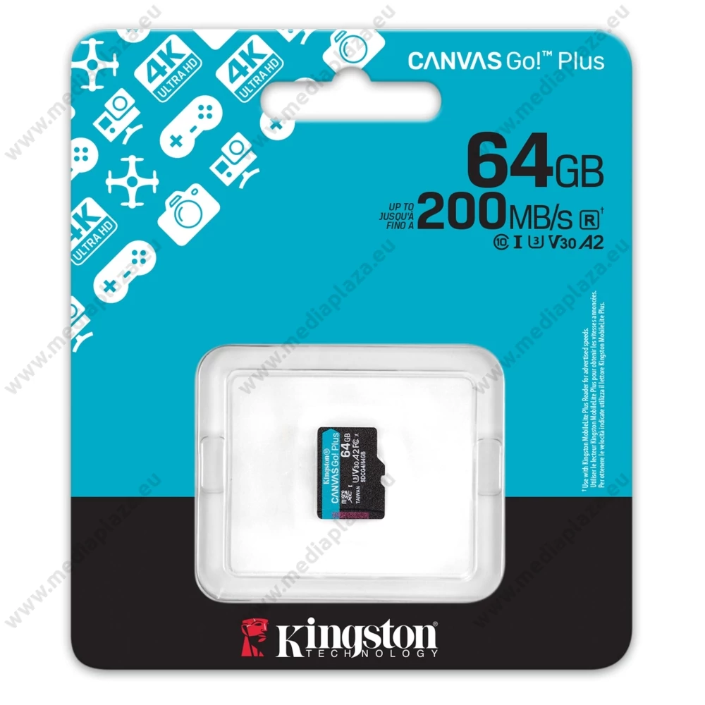 KINGSTON CANVAS GO PLUS MICRO SDXC 64GB CLASS 10 UHS-I U3 A2 V30 200/70 MB/s