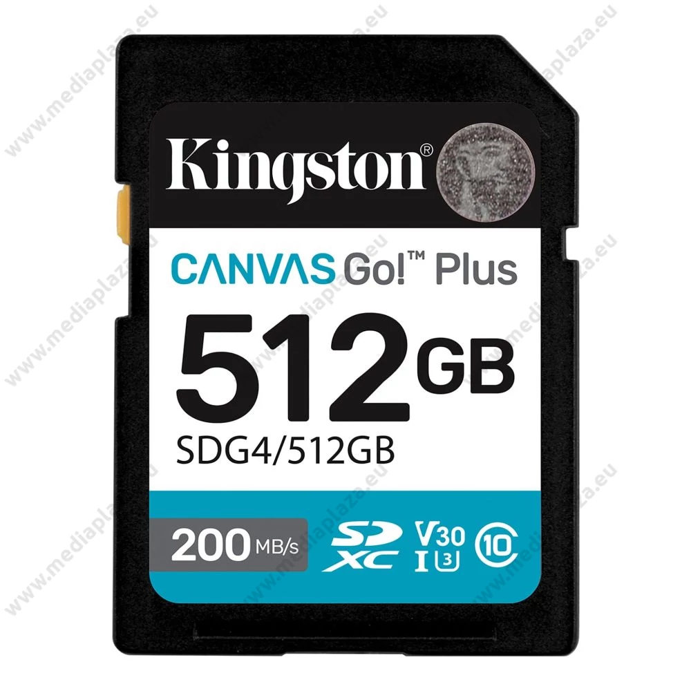 KINGSTON CANVAS GO PLUS SDXC 512GB CLASS 10 UHS-I U3 A2 V30 200/160 MB/s