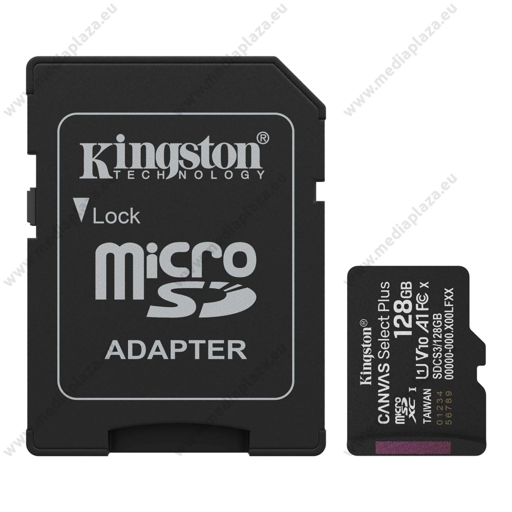 KINGSTON CANVAS SELECT PLUS MICRO SDXC 128GB + ADAPTER CLASS 10 UHS-I U1 A1 V10 (150 MB/s OLVASÁSI SEBESSÉG)