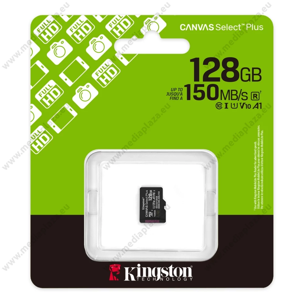 KINGSTON CANVAS SELECT PLUS MICRO SDXC 128GB CLASS 10 UHS-I U1 A1 V10 (150 MB/s OLVASÁSI SEBESSÉG)