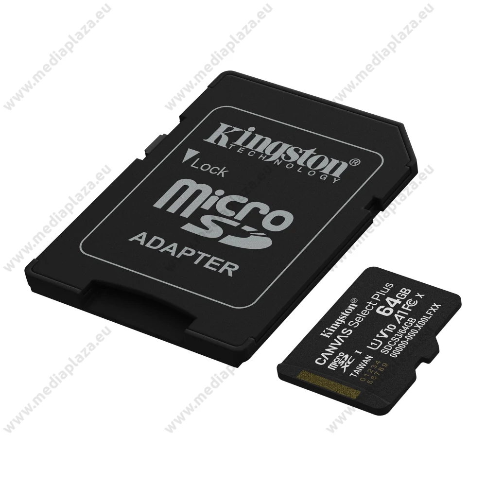 KINGSTON CANVAS SELECT PLUS MICRO SDXC 64GB + ADAPTER CLASS 10 UHS-I U1 A1 V10 (100 MB/s OLVASÁSI SEBESSÉG)