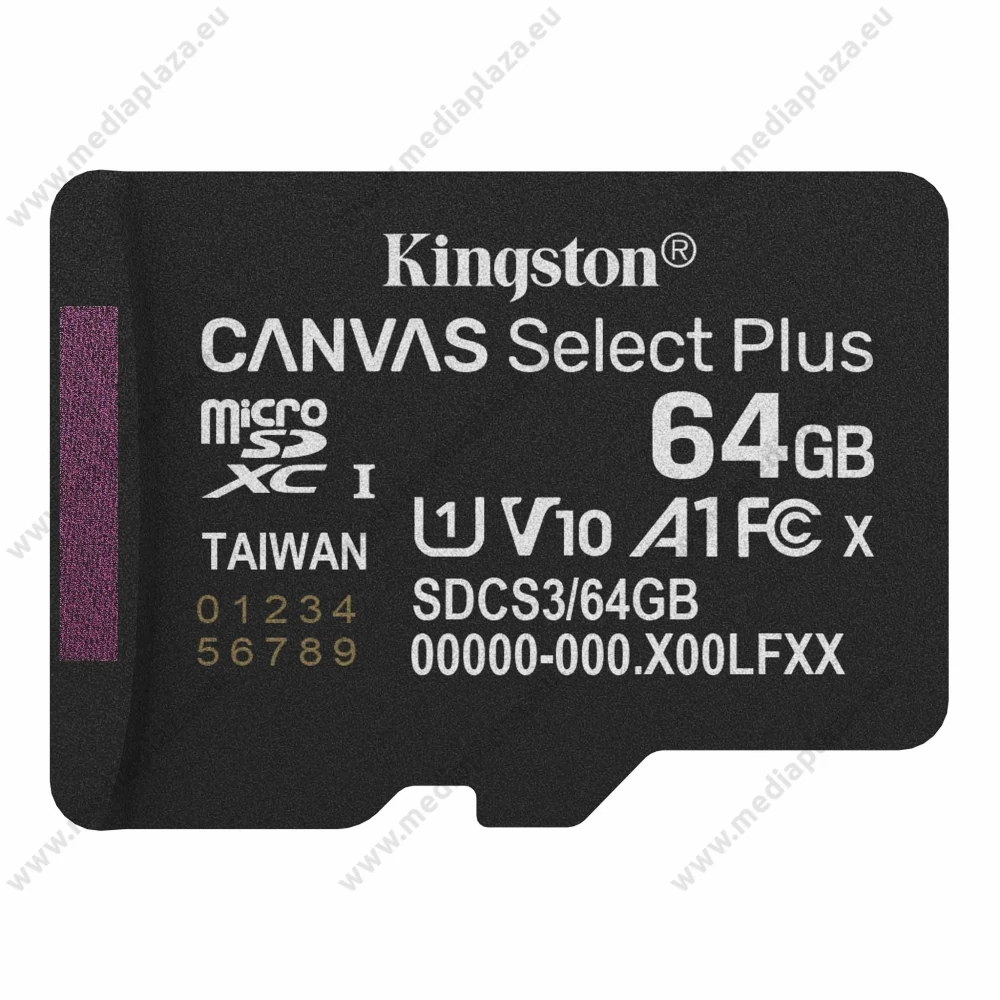 KINGSTON CANVAS SELECT PLUS MICRO SDXC 64GB CLASS 10 UHS-I U1 A1 V10 (100 MB/s OLVASÁSI SEBESSÉG)