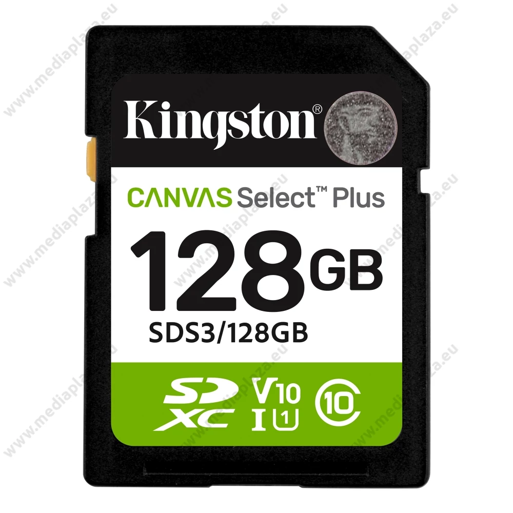 KINGSTON CANVAS SELECT PLUS SDXC 128GB CLASS 10 UHS-I U1 A1 V10 (150 MB/s OLVASÁSI SEBESSÉG)