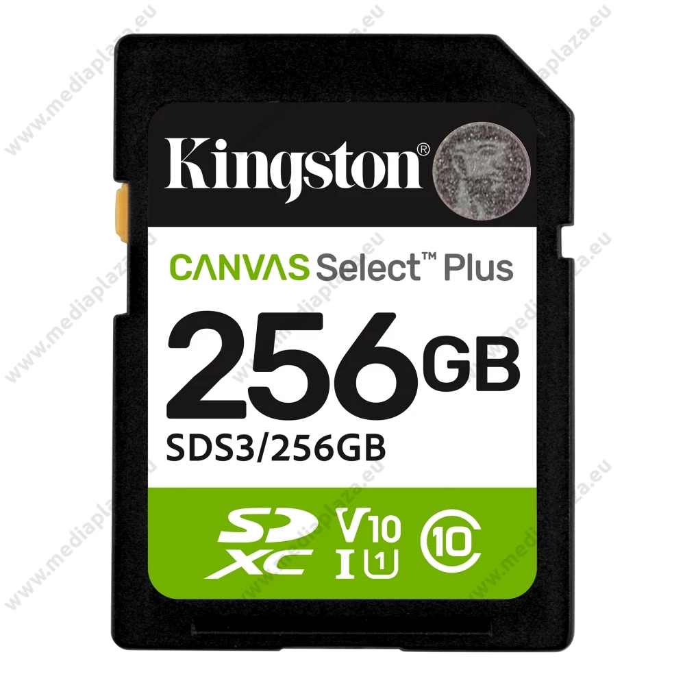 KINGSTON CANVAS SELECT PLUS SDXC 256GB CLASS 10 UHS-I U1 A1 V10 (150 MB/s OLVASÁSI SEBESSÉG)