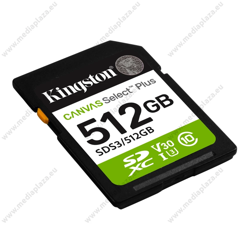 KINGSTON CANVAS SELECT PLUS SDXC 512GB CLASS 10 UHS-I U3 A1 V30 150/85 MB/s