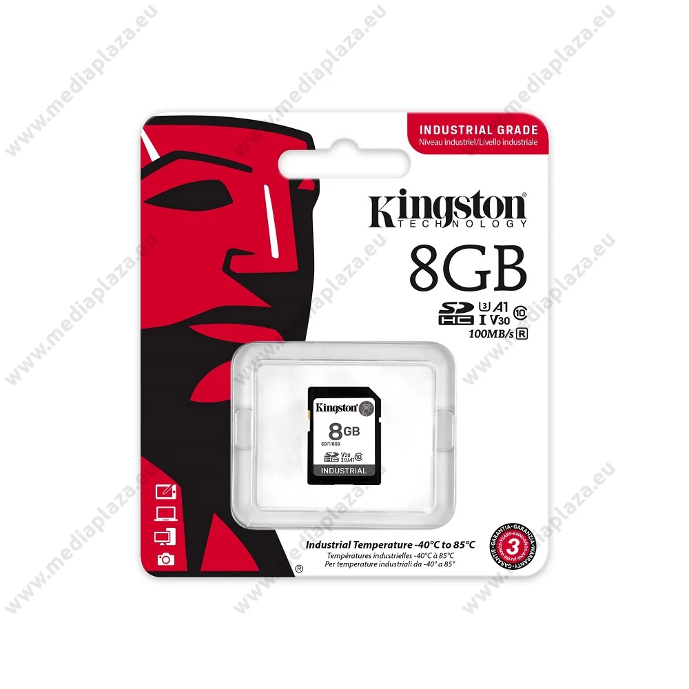 KINGSTON INDUSTRIAL GRADE SDHC 8GB CLASS 10 UHS-I U3 A1 V30 100/80 MB/s