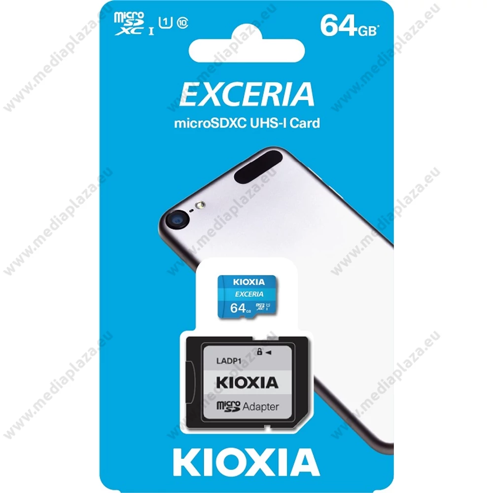 KIOXIA EXCERIA MICRO SDXC 64GB + ADAPTER CLASS 10 UHS-I U1 (100 MB/s OLVASÁSI SEBESSÉG)