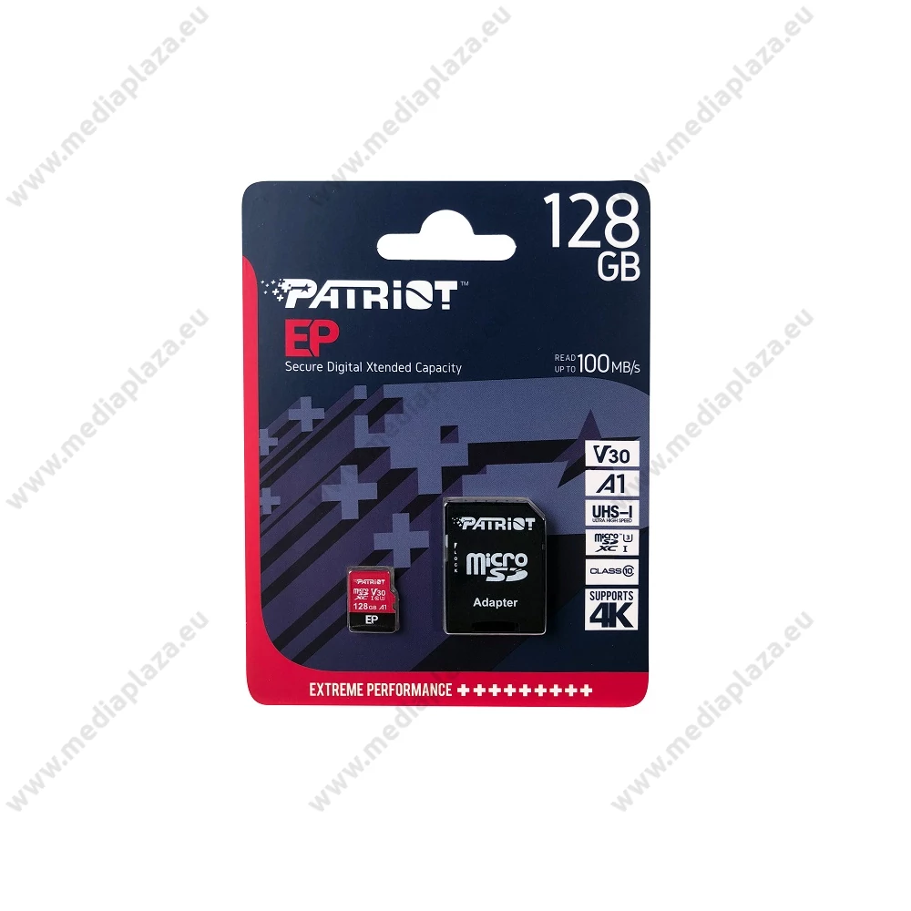 PATRIOT EP MICRO SDXC 128GB + ADAPTER CLASS 10 UHS-I U3 A1 V30 100/80 MB/s