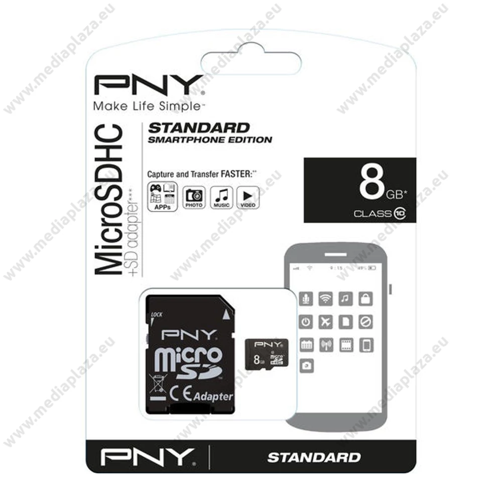 PNY MICRO SDHC 8GB + ADAPTER CLASS 10