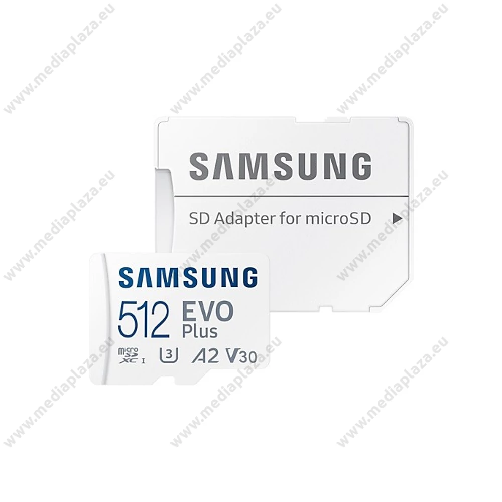 SAMSUNG EVO PLUS (2021) MICRO SDXC 512GB + ADAPTER CLASS 10 UHS-I U3 A2 V30 (130 MB/s ADATÁTVITELI SEBESSÉG)