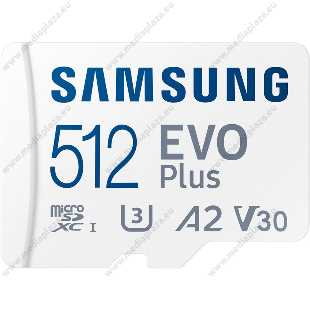SAMSUNG EVO PLUS (2024) MICRO SDXC 512GB + ADAPTER CLASS 10 UHS-I U3 A2 V30 (160 MB/s ADATÁTVITELI SEBESSÉG)