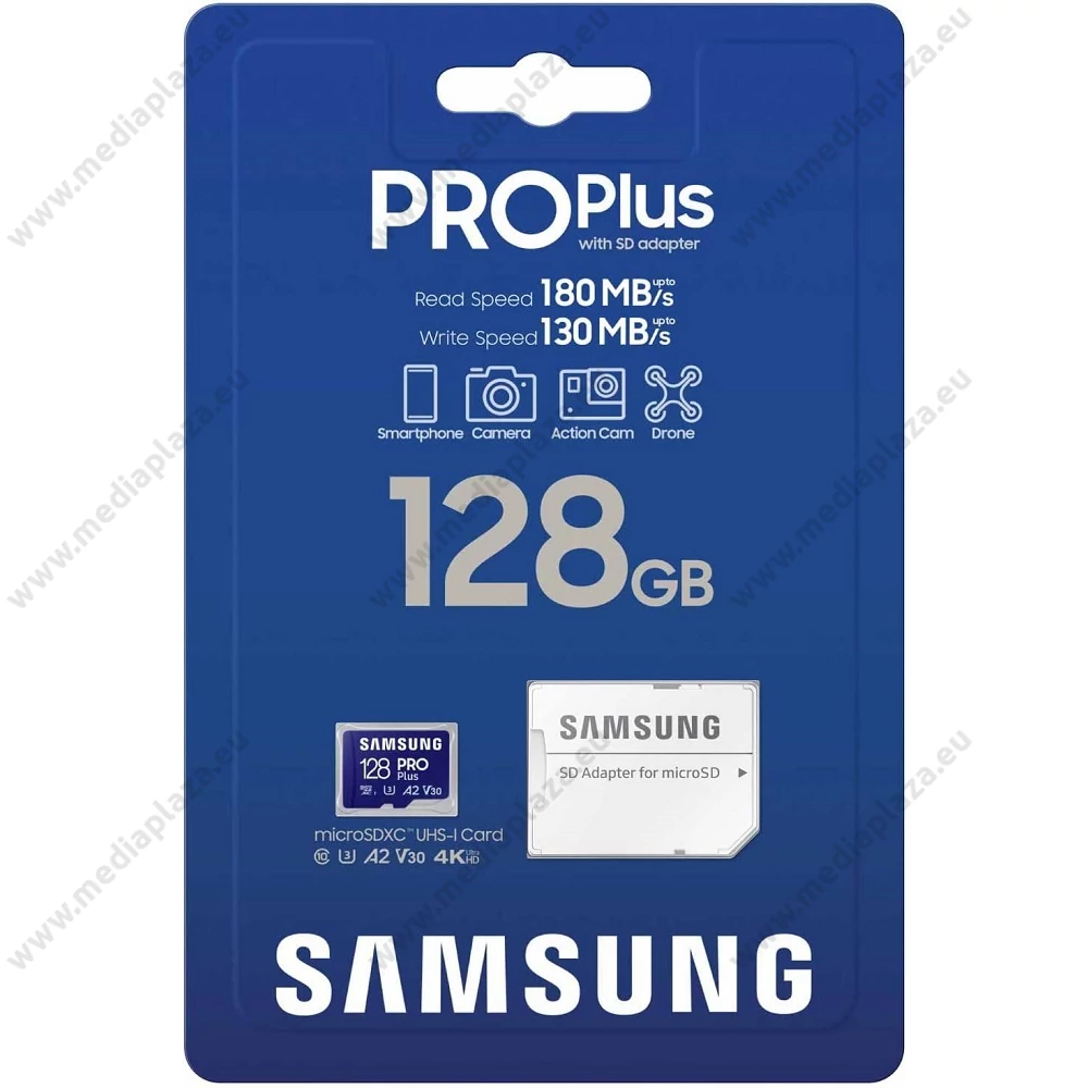 SAMSUNG PRO PLUS (2023) MICRO SDXC 128GB + ADAPTER CLASS 10 UHS-I U3 A2 V30 180/130 MB/s