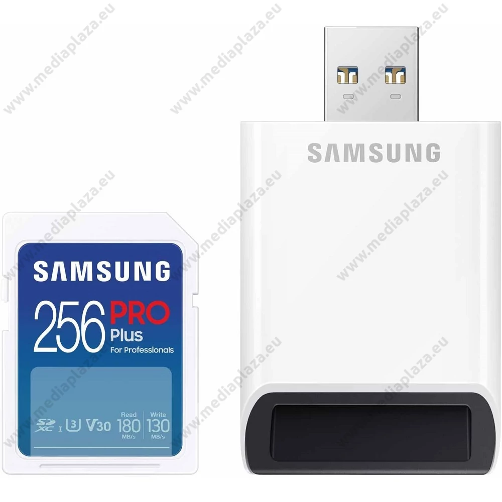 SAMSUNG PRO PLUS (2023) SDXC 256GB CLASS 10 UHS-I U3 V30 180/130 MB/s + USB 3.0 MEMÓRIAKÁRTYA OLVASÓ
