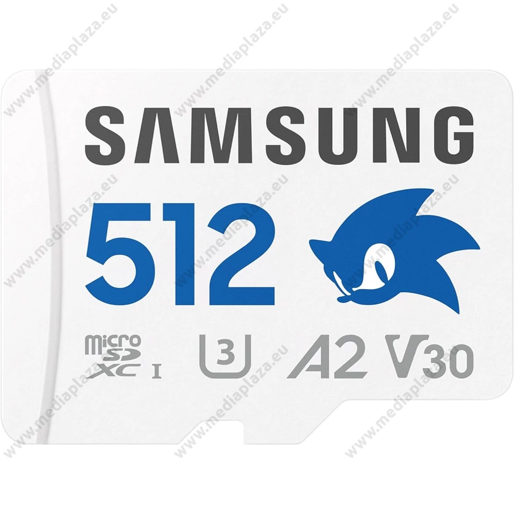 SAMSUNG PRO PLUS SONIC THE HEDGEHOG SERIES MICRO SDXC 512GB + ADAPTER CLASS 10 UHS-I U3 A2 V30 180/130 MB/s