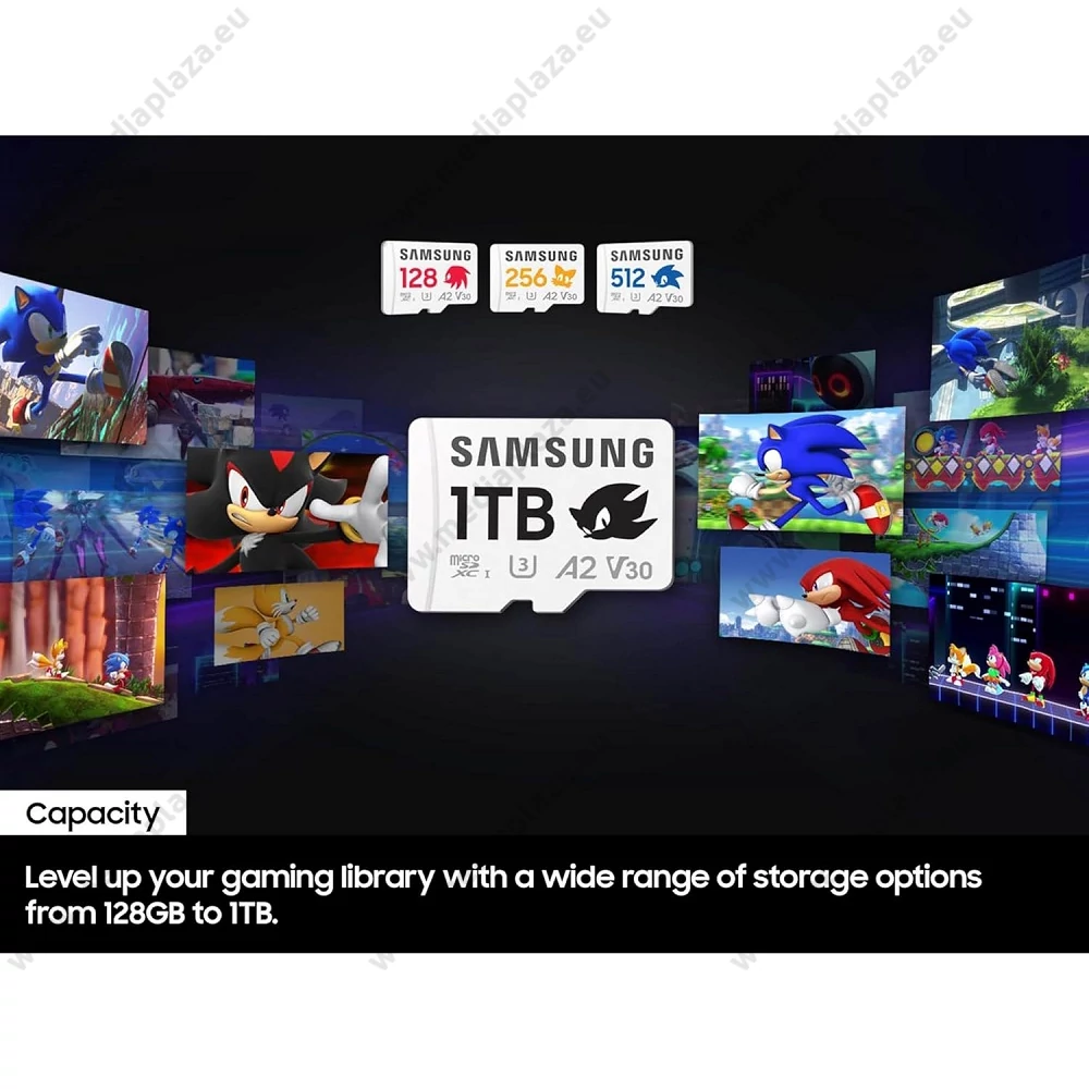 SAMSUNG PRO PLUS SONIC THE HEDGEHOG SERIES MICRO SDXC 1TB + ADAPTER CLASS 10 UHS-I U3 A2 V30 180/130 MB/s