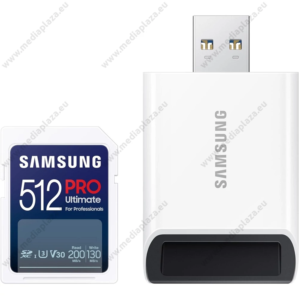 SAMSUNG PRO ULTIMATE (2023) SDXC 512GB CLASS 10 UHS-I U3 V30 200/130 MB/s + USB 3.0 MEMÓRIAKÁRTYA OLVASÓ