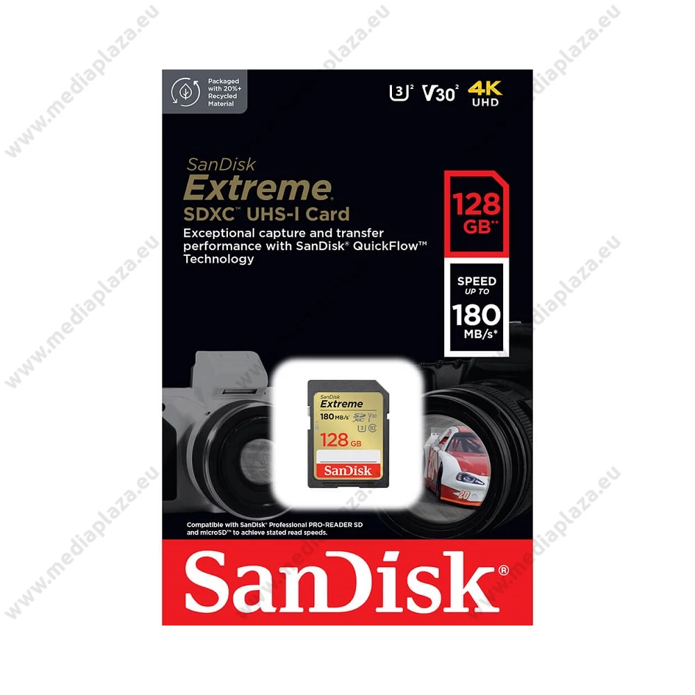 SANDISK EXTREME SDXC 128GB CLASS 10 UHS-I U3 V30 180/90 MB/s