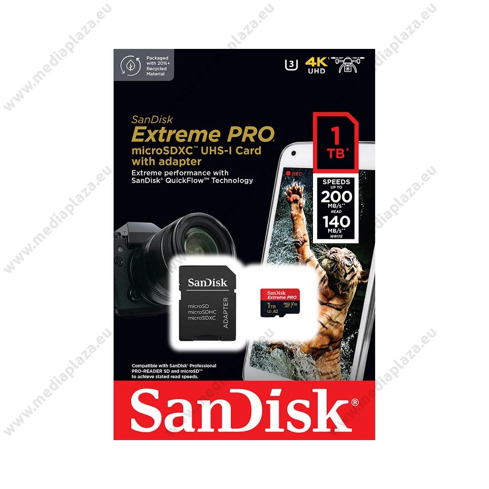 SANDISK EXTREME PRO MICRO SDXC 1TB + ADAPTER CLASS 10 UHS-I U3 A2 V30 200/140 MB/s