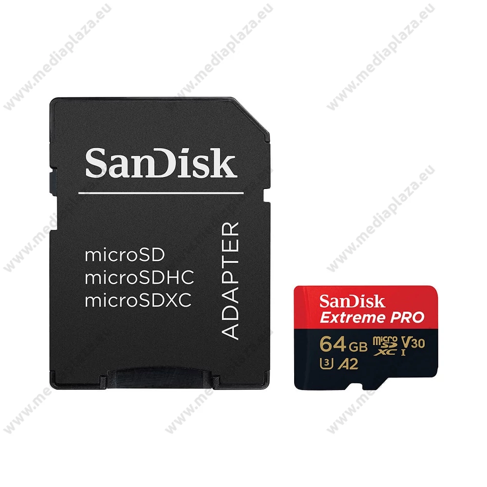 SANDISK EXTREME PRO MICRO SDXC 64GB + ADAPTER CLASS 10 UHS-I U3 A2 V30 200/90 MB/s