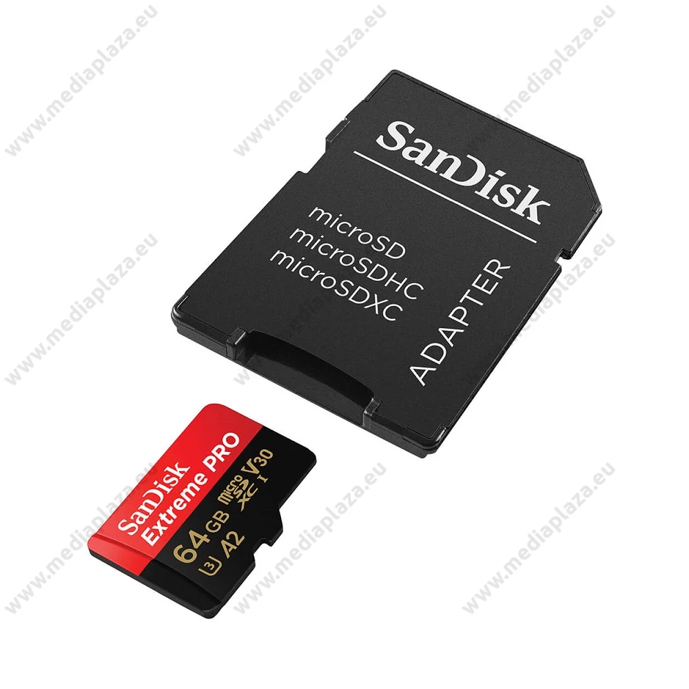 SANDISK EXTREME PRO MICRO SDXC 64GB + ADAPTER CLASS 10 UHS-I U3 A2 V30 200/90 MB/s