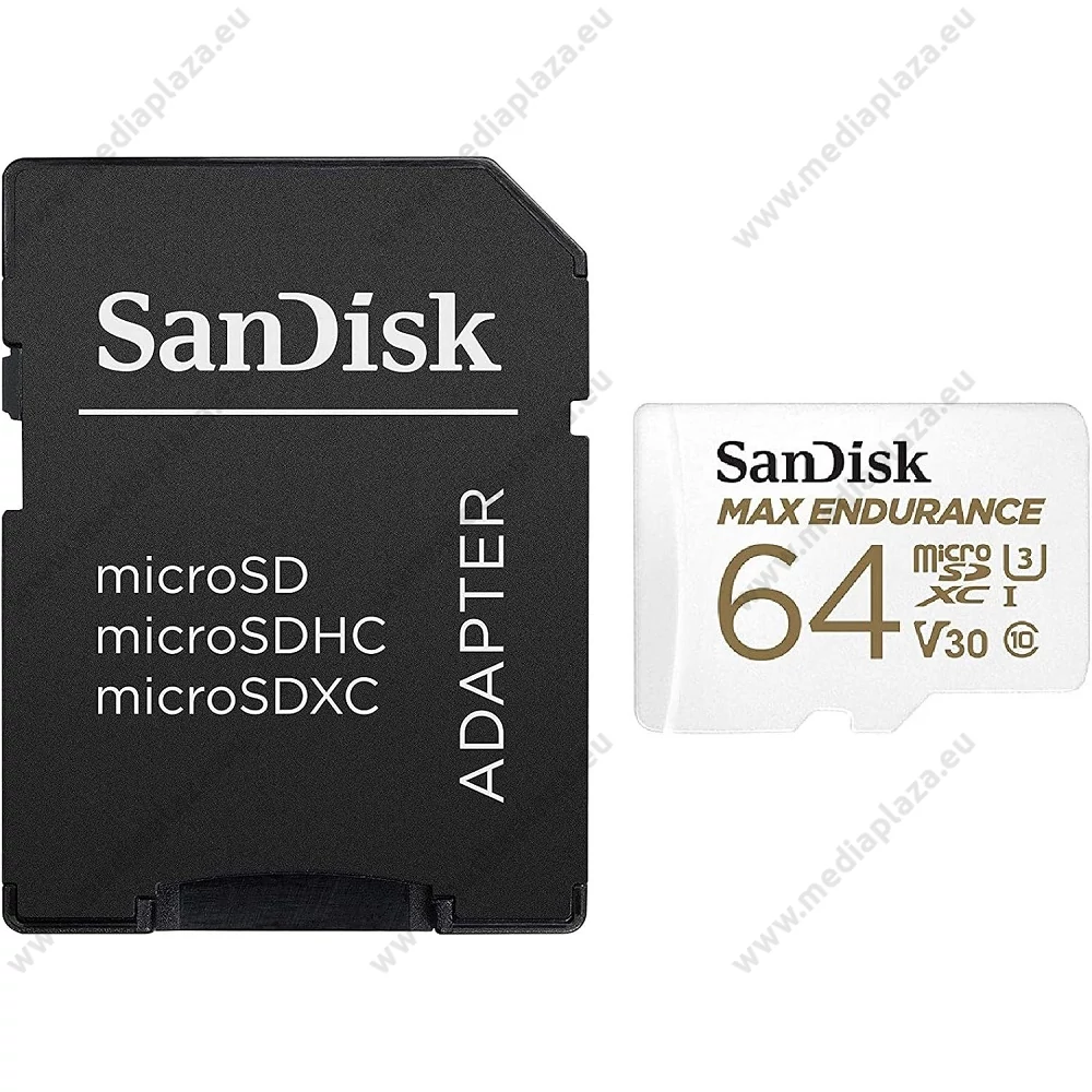 SANDISK MAX ENDURANCE MICRO SDXC 64GB + ADAPTER CLASS 10 UHS-I U3 V30 100/40 MB/s