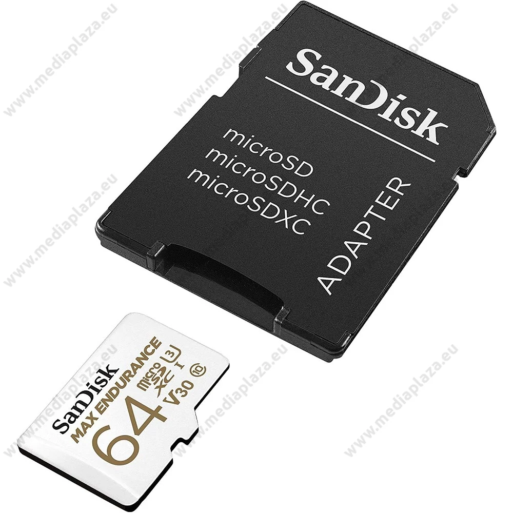SANDISK MAX ENDURANCE MICRO SDXC 64GB + ADAPTER CLASS 10 UHS-I U3 V30 100/40 MB/s