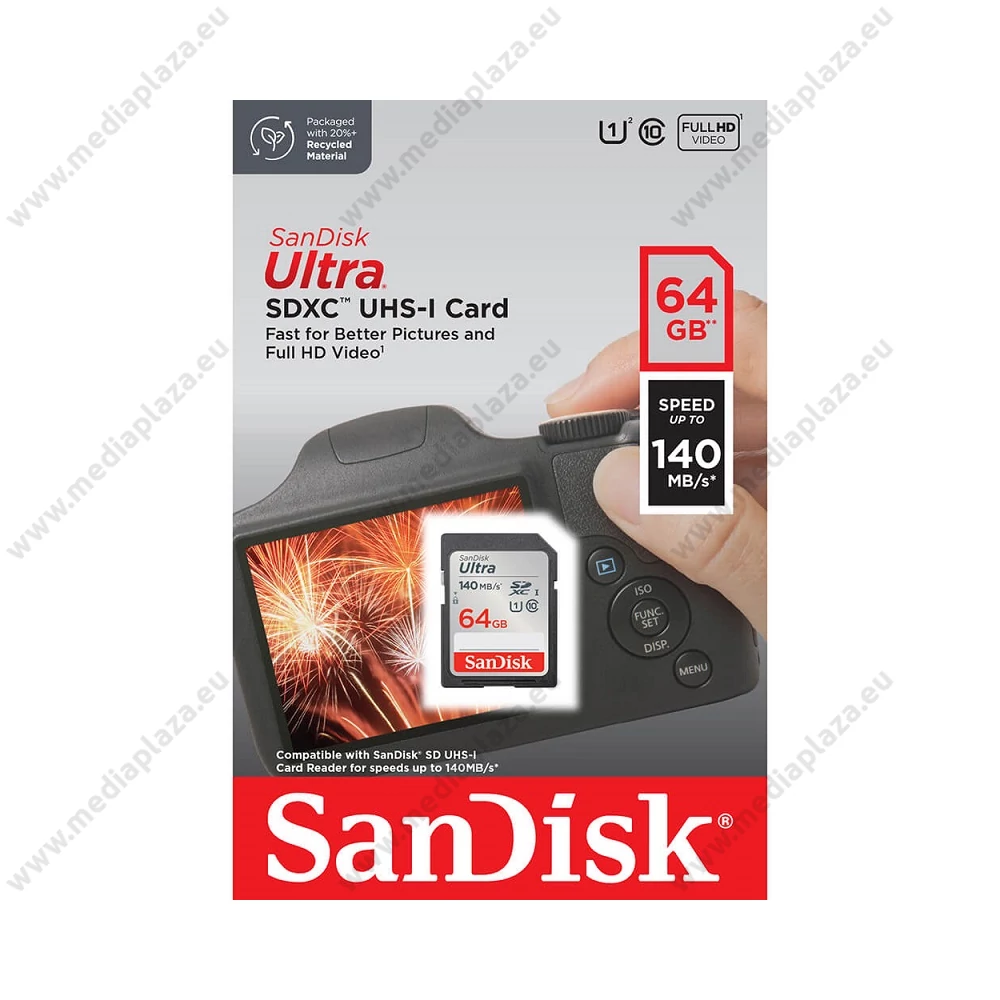 SANDISK ULTRA SDXC 64GB CLASS 10 UHS-I U1 (140 MB/s OLVASÁSI SEBESSÉG)