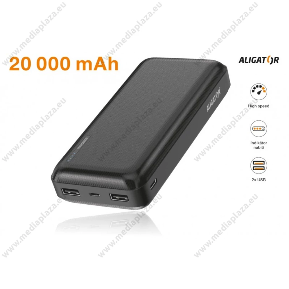 ALIGATOR PB2000 POWERBANK 20.000 mAh FEKETE