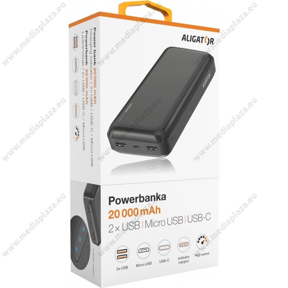 ALIGATOR PB2000 POWERBANK 20.000 mAh FEKETE