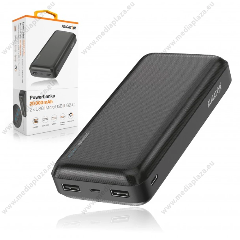 ALIGATOR PB2000 POWERBANK 20.000 mAh FEKETE