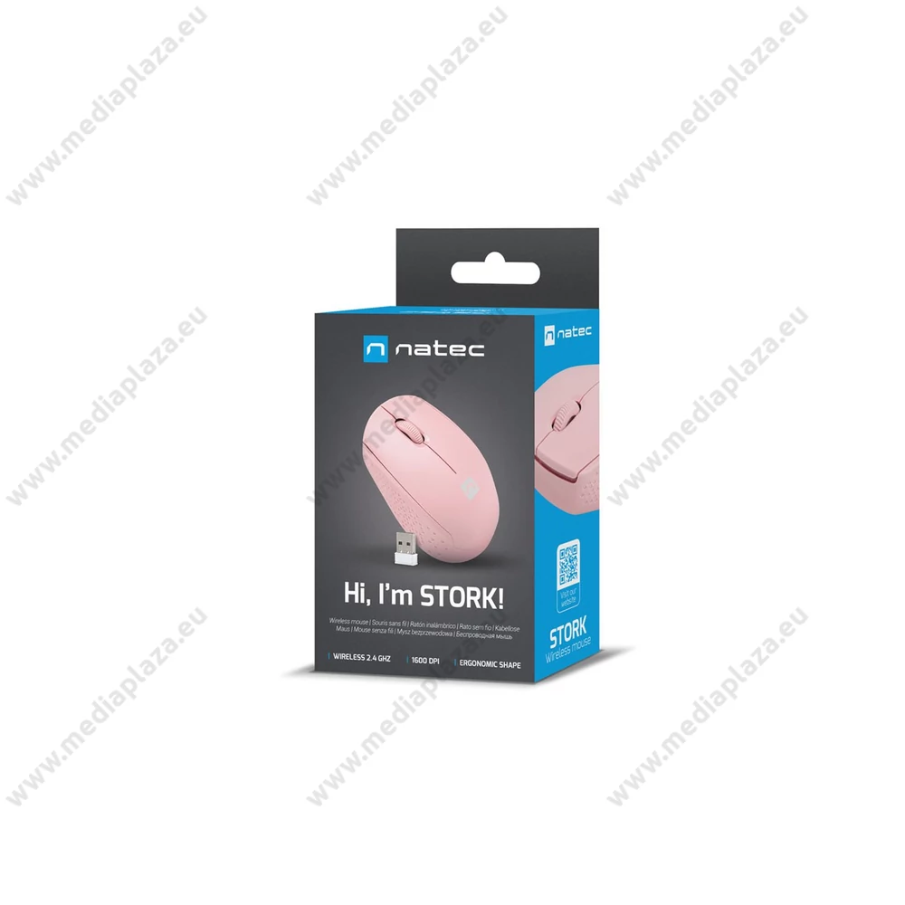 NATEC STORK NMY-2002 VEZETÉK NÉLKÜLI OPTIKAI EGÉR 2,4GHZ 1600DPI RÓZSASZÍN