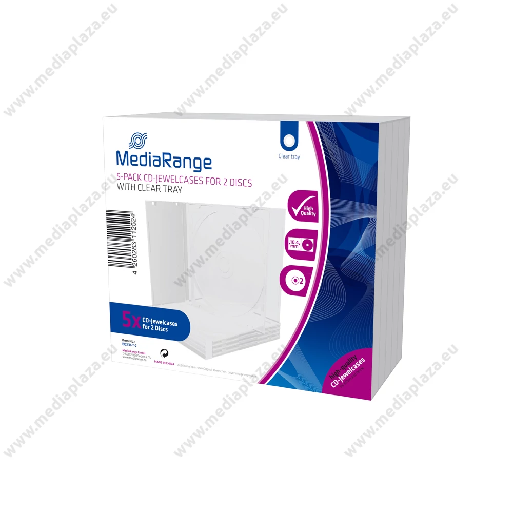 MEDIARANGE CD TOK DUPLA ÁTLÁTSZÓ 10,4mm 5 DB-OS CSOMAG BOX31-T-2