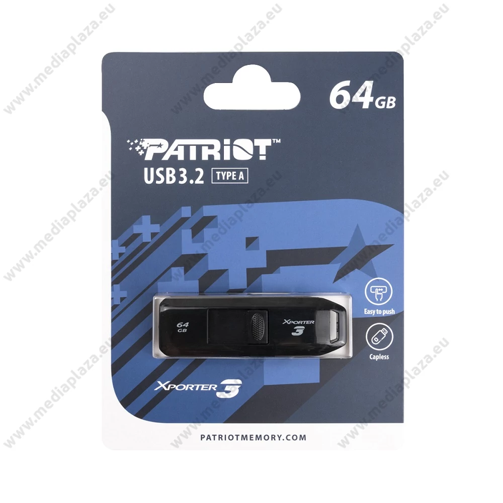 PATRIOT XPORTER 3 SLIDER USB 3.2 GEN 1 PENDRIVE 64GB FEKETE