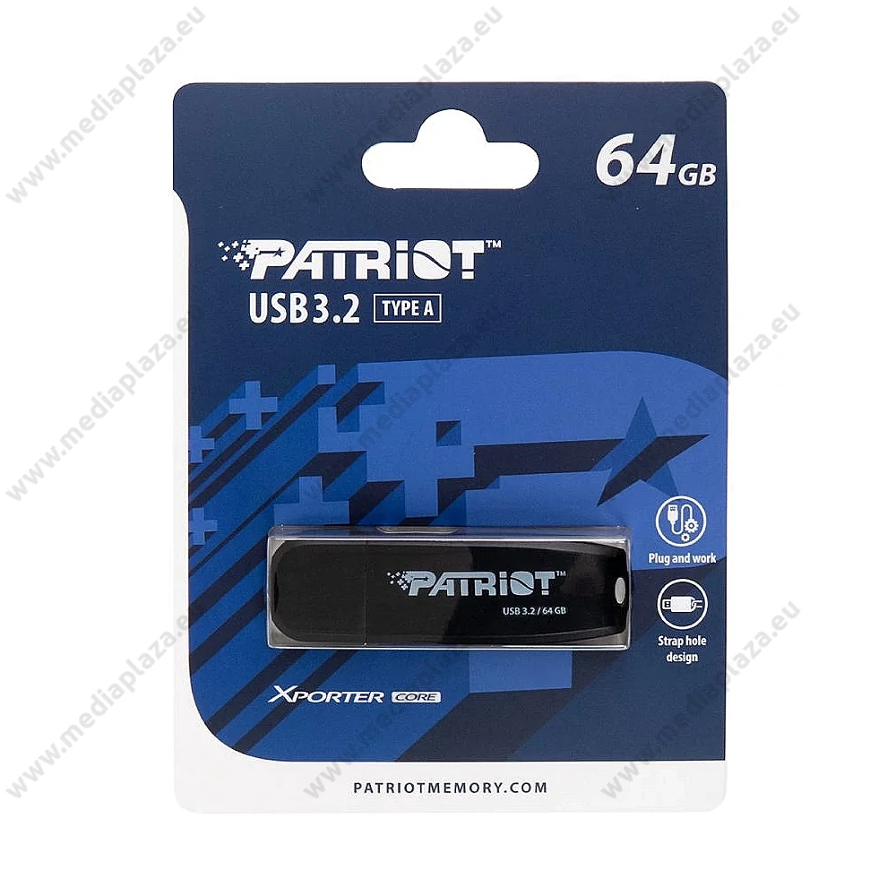 PATRIOT XPORTER CORE USB 3.2 GEN 1 PENDRIVE 64GB FEKETE