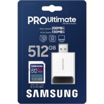 SAMSUNG PRO ULTIMATE (2023) SDXC 512GB CLASS 10 UHS-I U3 V30 200/130 MB/s + USB 3.0 MEMÓRIAKÁRTYA OLVASÓ