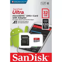 SANDISK ULTRA MICRO SDHC 32GB + ADAPTER CLASS 10 UHS-I U1 A1 ANDROID 120 MB/s