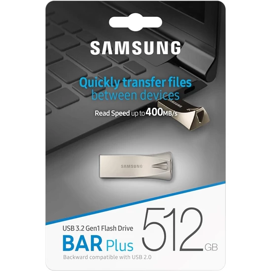 SAMSUNG BAR PLUS USB 3.2 GEN 1 PENDRIVE 512GB EZÜST (400 MB/s)