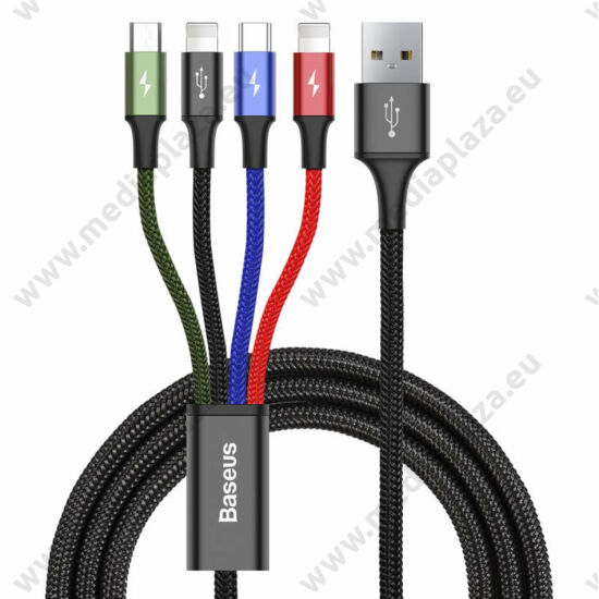 BASEUS CA1T4-A01 4-IN-1 KÁBEL 2 x APPLE LIGHTNING + USB-C + MICRO USB 1,2m 3,5A FEKETE