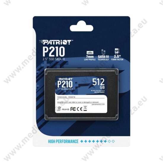 PATRIOT P210 2,5 COL MÉRETŰ SATA III 520/430 MB/s 7mm SSD MEGHAJTÓ 512GB